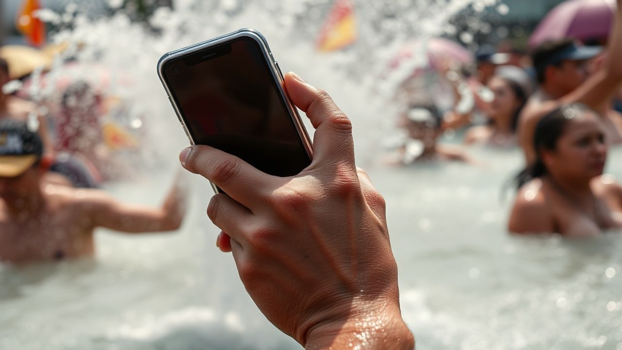 Wasserschutz für Smartphones während Songkran